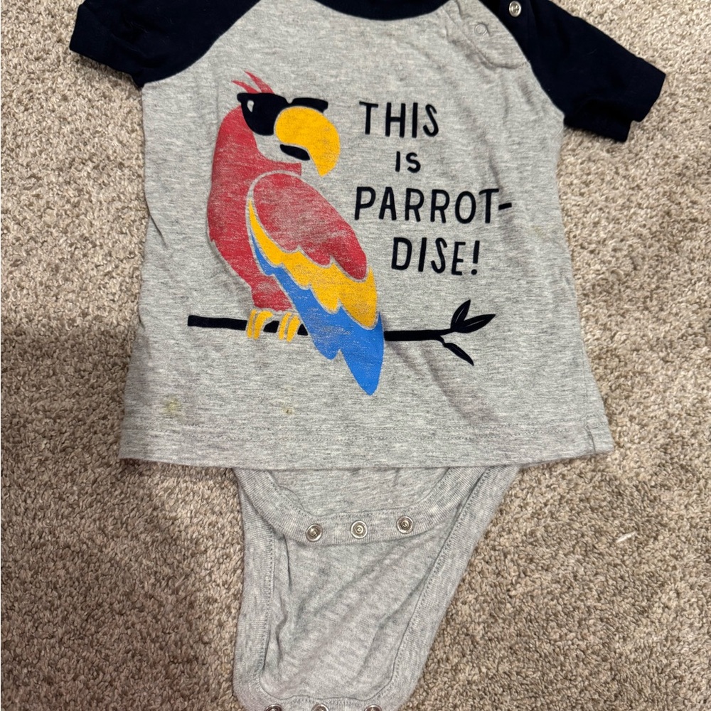 GAP Gray Parrot Graphic Baby Onesie